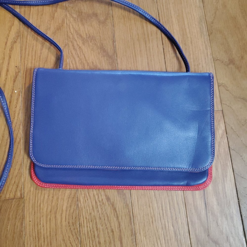 NWOT  My Walit Purple Long Strap Genuine Leather Designed in Italy